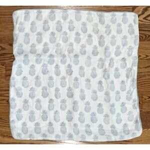 Serena & Lily Isla Printed Pillow Cover Pineapples Blue White Linen (24” SQ)